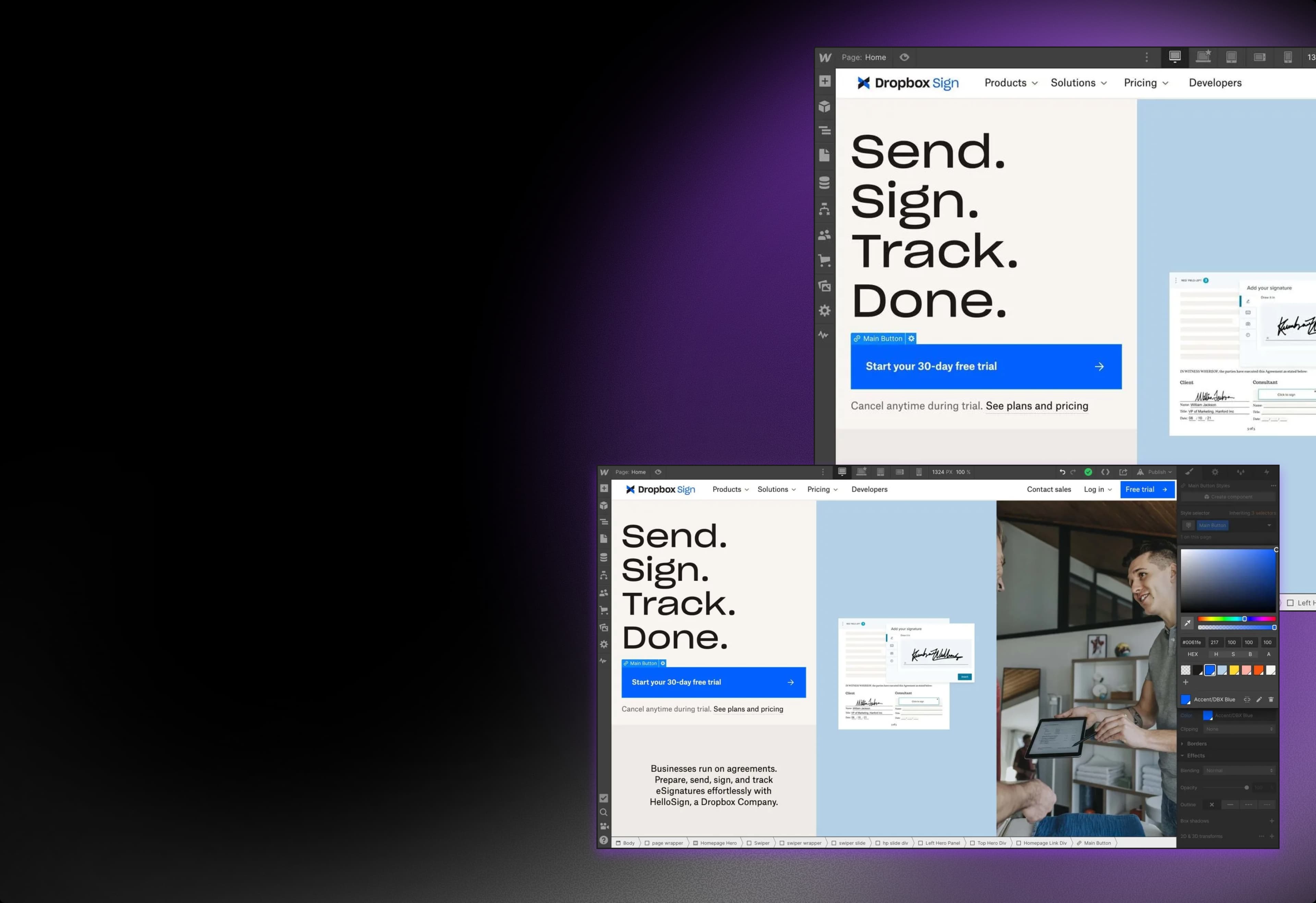 Web development and technology stack background